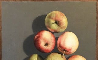 <strong>Assorted apples </strong> <span class="dims">20X14"</span> oil on linen